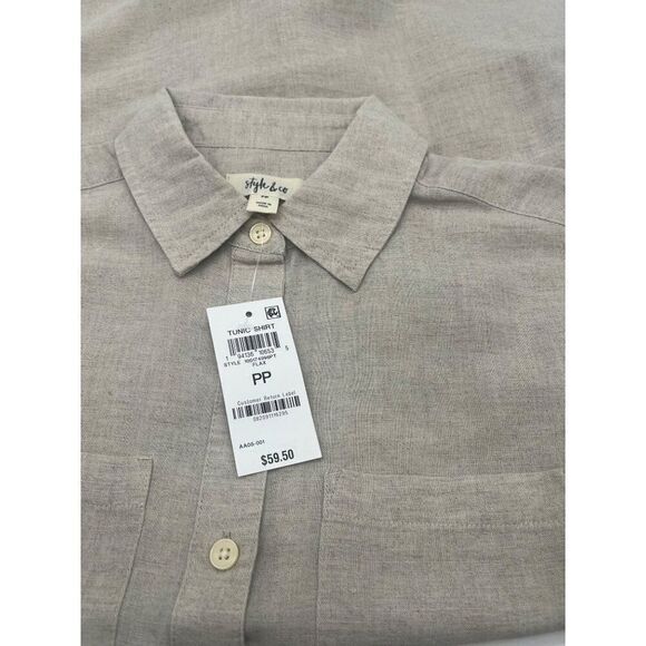 Style & Co Petite Linen Blend Boyfriend Tunic Shirt, Flex, PP - Picture 8 of 9